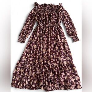 By the River burgundy floral maxi dress size M